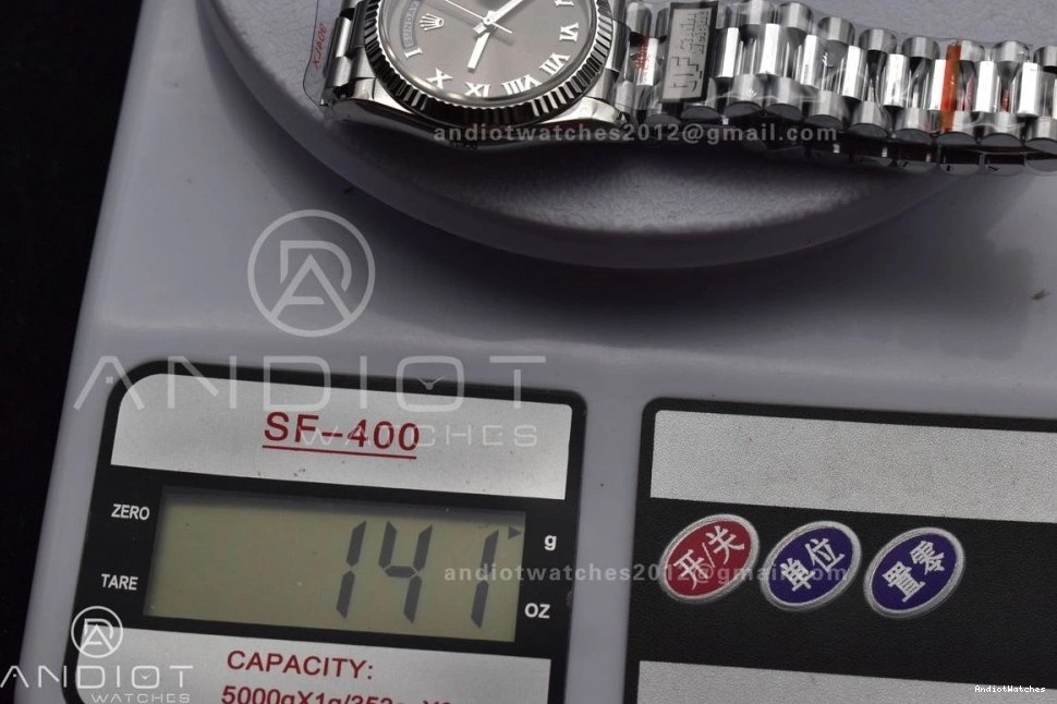Grey DayDate on President (Gain 36 vr3255 Efficient Edition Best 684 V5 QF Steel SS Roman 904L Weight) Dial Bracelet 0102